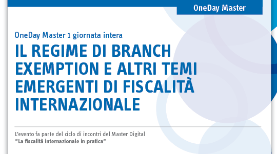 Il regime di branch exemption e altri temi emergenti di fiscalità internazionale